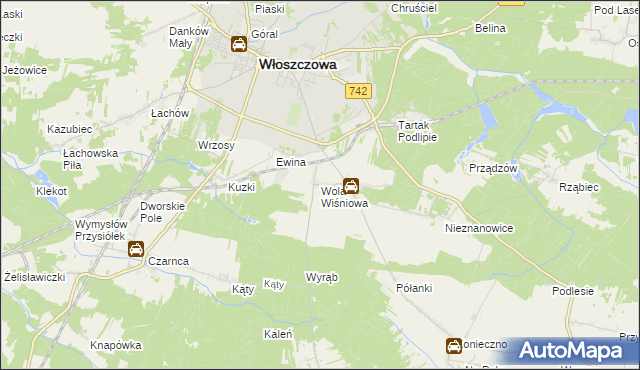 mapa Wola Wiśniowa, Wola Wiśniowa na mapie Targeo