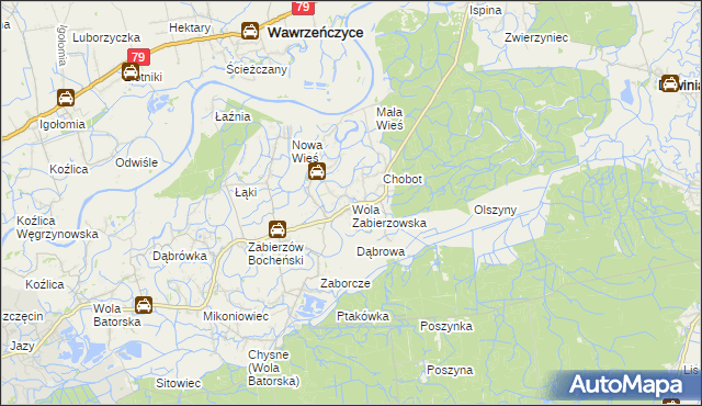 mapa Wola Zabierzowska, Wola Zabierzowska na mapie Targeo