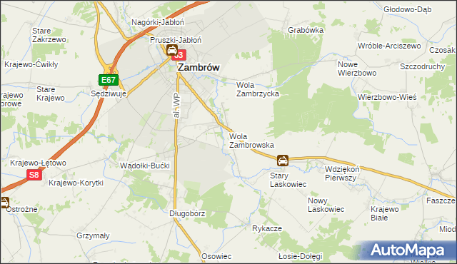 mapa Wola Zambrowska, Wola Zambrowska na mapie Targeo