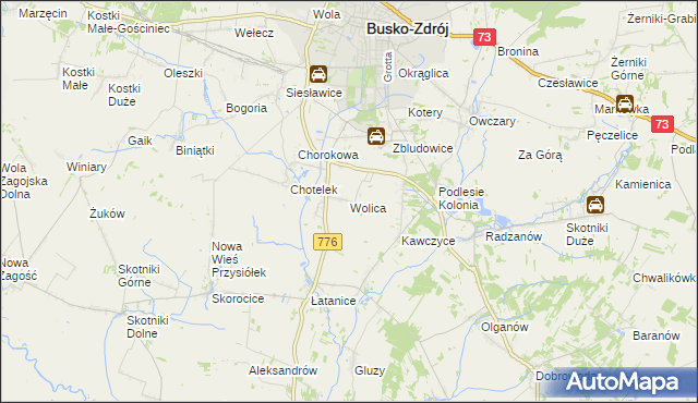 mapa Wolica gmina Busko-Zdrój, Wolica gmina Busko-Zdrój na mapie Targeo