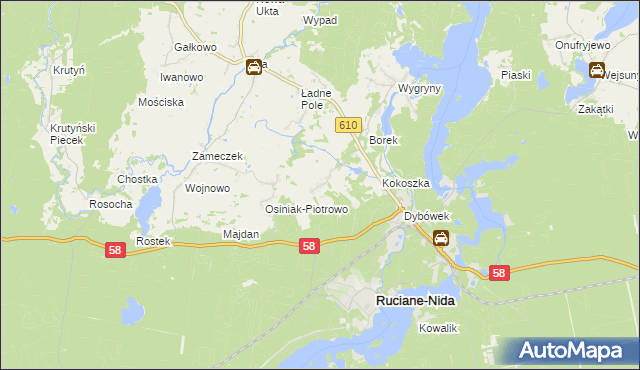 mapa Wólka gmina Ruciane-Nida, Wólka gmina Ruciane-Nida na mapie Targeo
