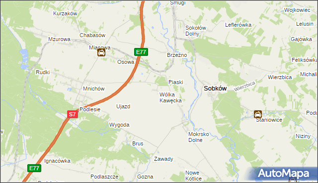 mapa Wólka Kawęcka, Wólka Kawęcka na mapie Targeo