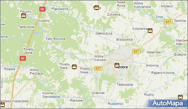 mapa Wólka Kokosia, Wólka Kokosia na mapie Targeo