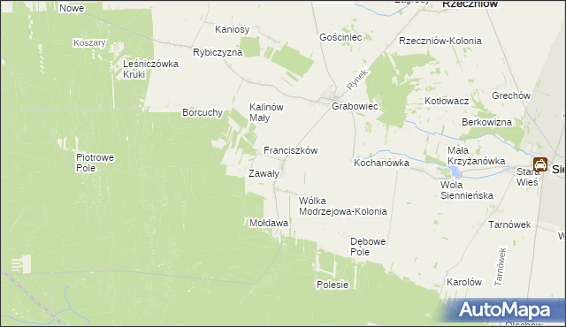 mapa Wólka Modrzejowa, Wólka Modrzejowa na mapie Targeo