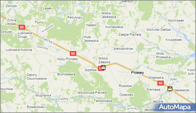 mapa Wólka Załęska gmina Pniewy, Wólka Załęska gmina Pniewy na mapie Targeo