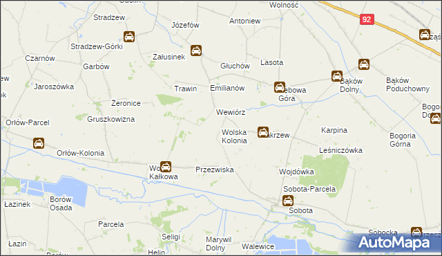 mapa Wolska Kolonia, Wolska Kolonia na mapie Targeo