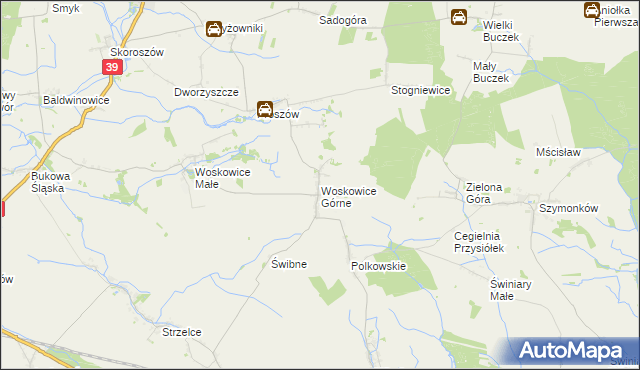 mapa Woskowice Górne, Woskowice Górne na mapie Targeo