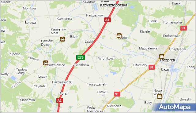 mapa Wroników, Wroników na mapie Targeo