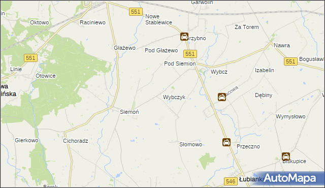 mapa Wybczyk, Wybczyk na mapie Targeo