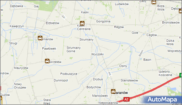 mapa Wyczółki gmina Baranów, Wyczółki gmina Baranów na mapie Targeo