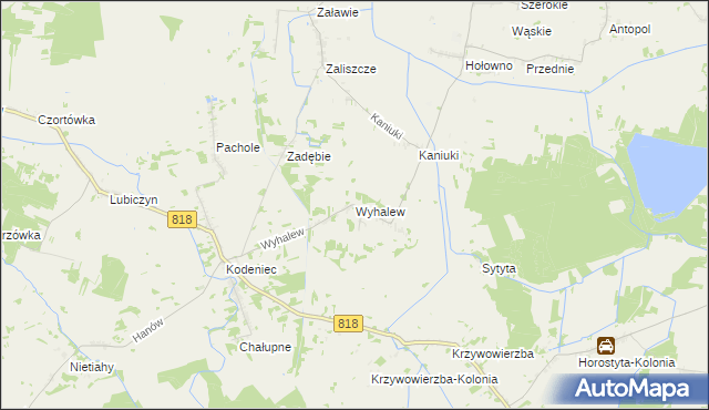 mapa Wyhalew, Wyhalew na mapie Targeo