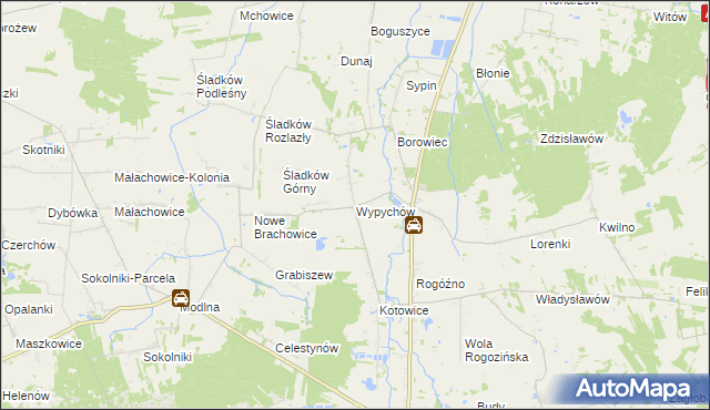 mapa Wypychów gmina Zgierz, Wypychów gmina Zgierz na mapie Targeo