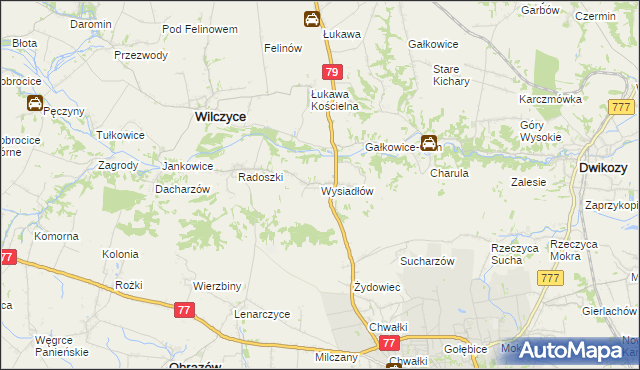 mapa Wysiadłów, Wysiadłów na mapie Targeo