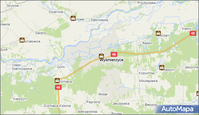mapa Wyśmierzyce, Wyśmierzyce na mapie Targeo