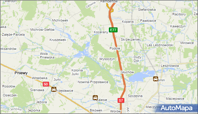 mapa Wysoczyn gmina Grójec, Wysoczyn gmina Grójec na mapie Targeo