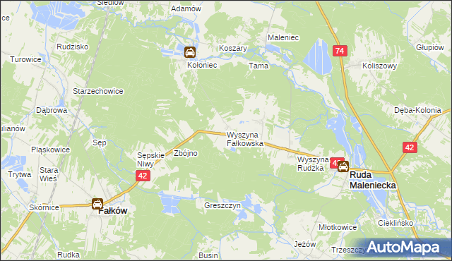 mapa Wyszyna Fałkowska, Wyszyna Fałkowska na mapie Targeo