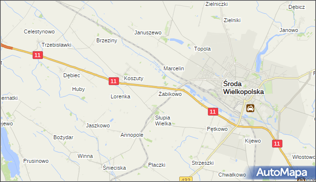 mapa Żabikowo, Żabikowo na mapie Targeo