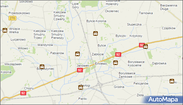 mapa Zabłocie gmina Grzegorzew, Zabłocie gmina Grzegorzew na mapie Targeo