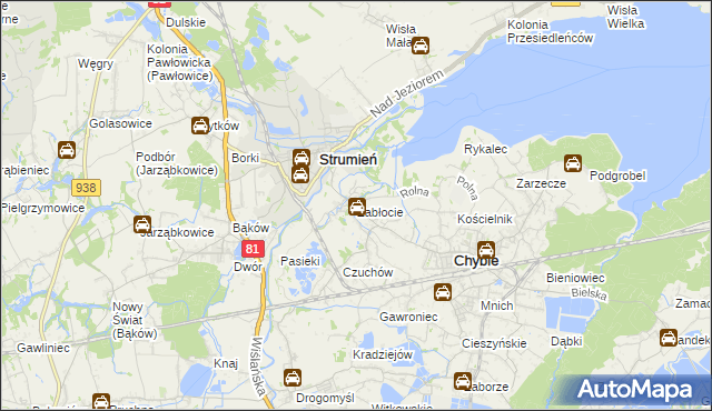 mapa Zabłocie gmina Strumień, Zabłocie gmina Strumień na mapie Targeo