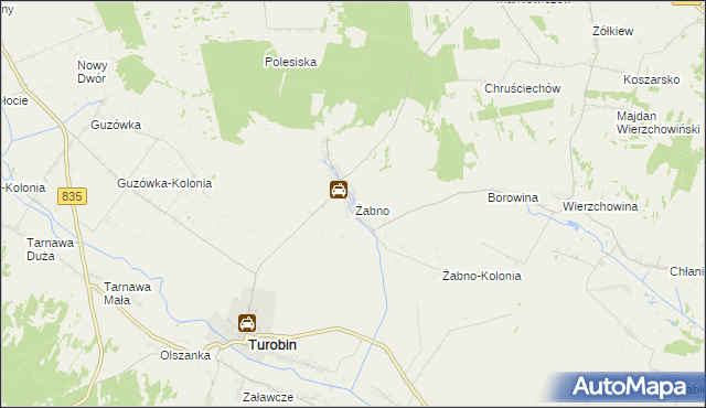 mapa Żabno gmina Turobin, Żabno gmina Turobin na mapie Targeo