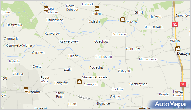 mapa Żabokrzeki gmina Daszyna, Żabokrzeki gmina Daszyna na mapie Targeo