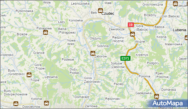 mapa Zaborów gmina Czudec, Zaborów gmina Czudec na mapie Targeo