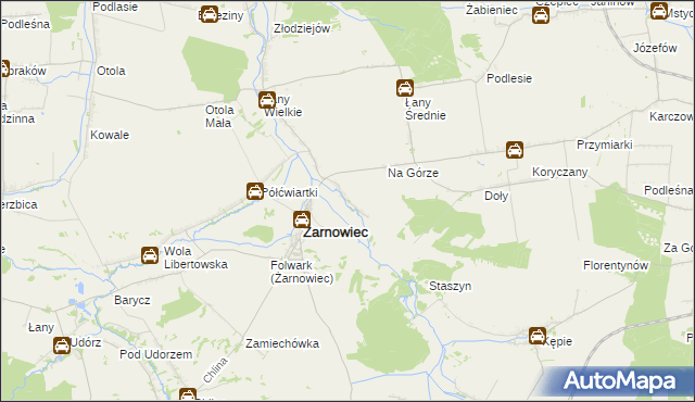 mapa Zabrodzie gmina Żarnowiec, Zabrodzie gmina Żarnowiec na mapie Targeo