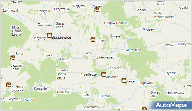 mapa Zadębieniec, Zadębieniec na mapie Targeo