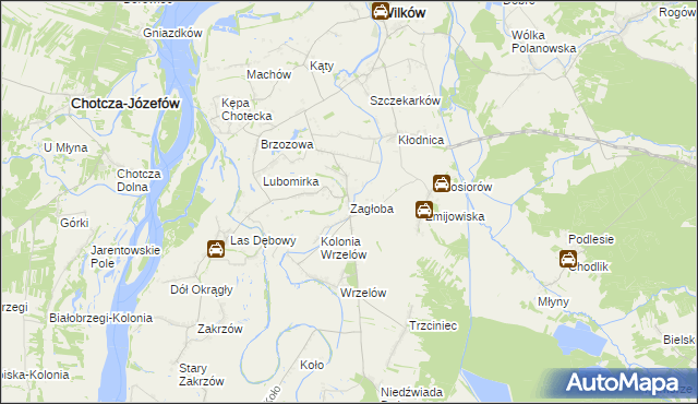 mapa Zagłoba gmina Wilków, Zagłoba gmina Wilków na mapie Targeo