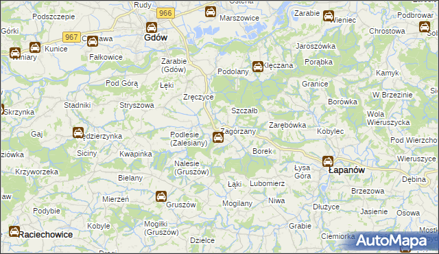 mapa Zagórzany gmina Gdów, Zagórzany gmina Gdów na mapie Targeo