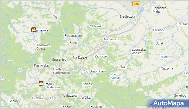 mapa Zagórze gmina Jawornik Polski, Zagórze gmina Jawornik Polski na mapie Targeo