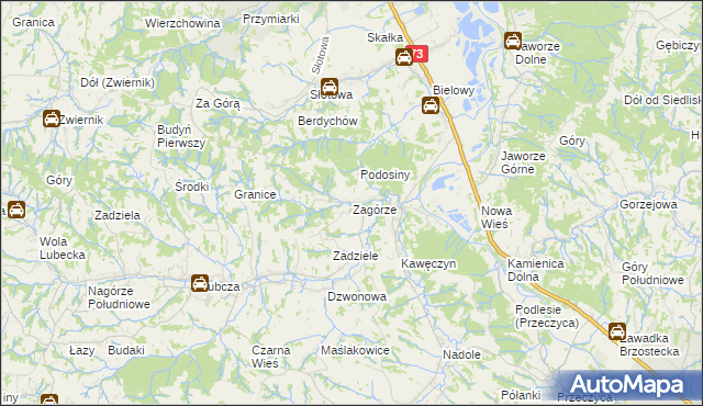 mapa Zagórze gmina Jodłowa, Zagórze gmina Jodłowa na mapie Targeo