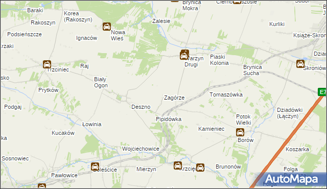 mapa Zagórze gmina Nagłowice, Zagórze gmina Nagłowice na mapie Targeo