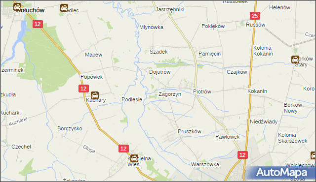 mapa Zagorzyn gmina Blizanów, Zagorzyn gmina Blizanów na mapie Targeo