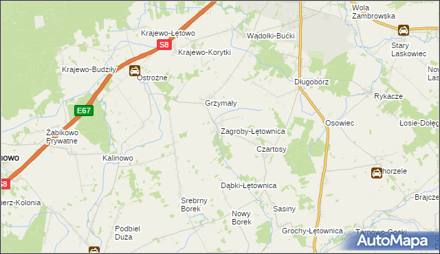 mapa Zagroby-Łętownica, Zagroby-Łętownica na mapie Targeo