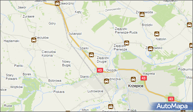 mapa Zajączki Drugie, Zajączki Drugie na mapie Targeo