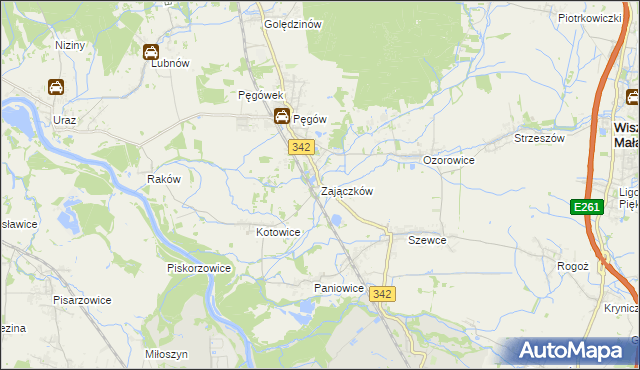 mapa Zajączków gmina Oborniki Śląskie, Zajączków gmina Oborniki Śląskie na mapie Targeo