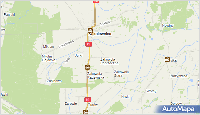 mapa Żakowola Poprzeczna, Żakowola Poprzeczna na mapie Targeo