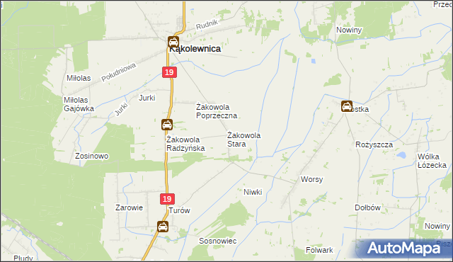 mapa Żakowola Stara, Żakowola Stara na mapie Targeo