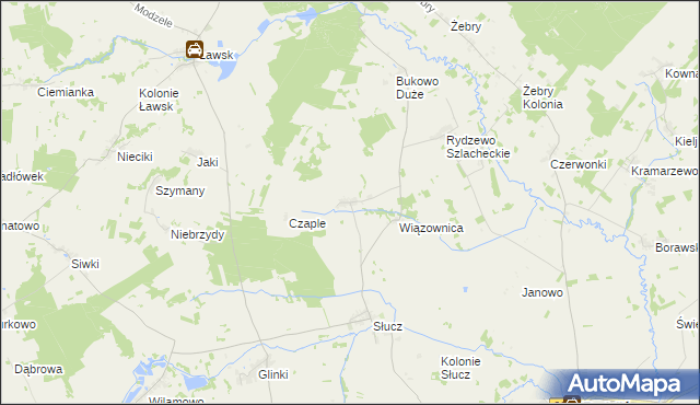 mapa Zakrzewo gmina Radziłów, Zakrzewo gmina Radziłów na mapie Targeo