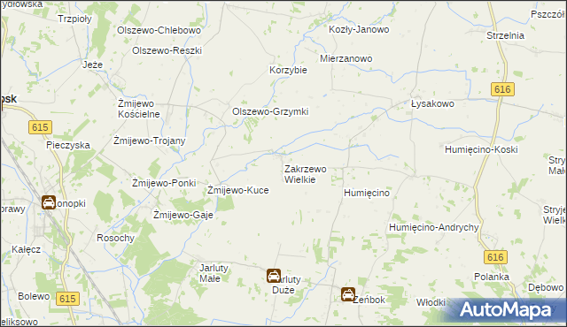 mapa Zakrzewo Wielkie gmina Grudusk, Zakrzewo Wielkie gmina Grudusk na mapie Targeo