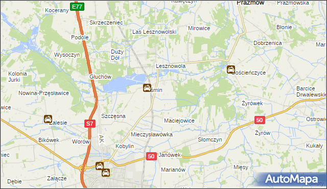 mapa Zakrzewska Wola gmina Grójec, Zakrzewska Wola gmina Grójec na mapie Targeo