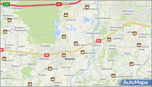 mapa Zakrzów gmina Wojnicz, Zakrzów gmina Wojnicz na mapie Targeo