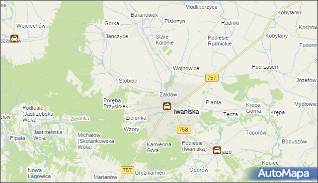 mapa Zaldów, Zaldów na mapie Targeo