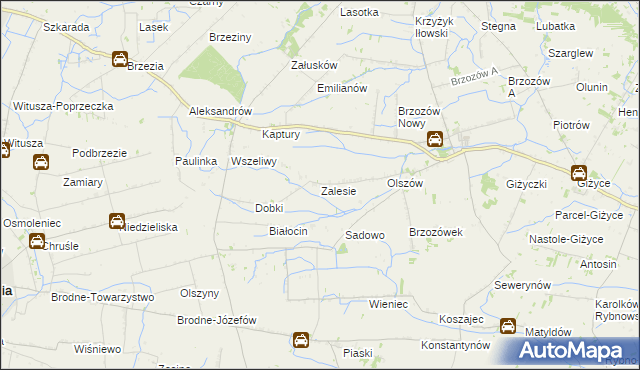 mapa Zalesie gmina Iłów, Zalesie gmina Iłów na mapie Targeo