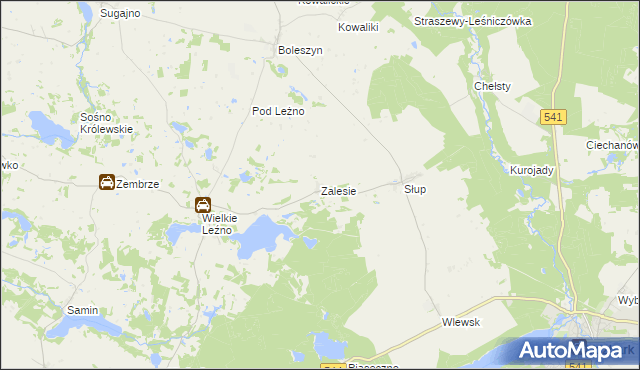 mapa Zalesie gmina Lidzbark, Zalesie gmina Lidzbark na mapie Targeo