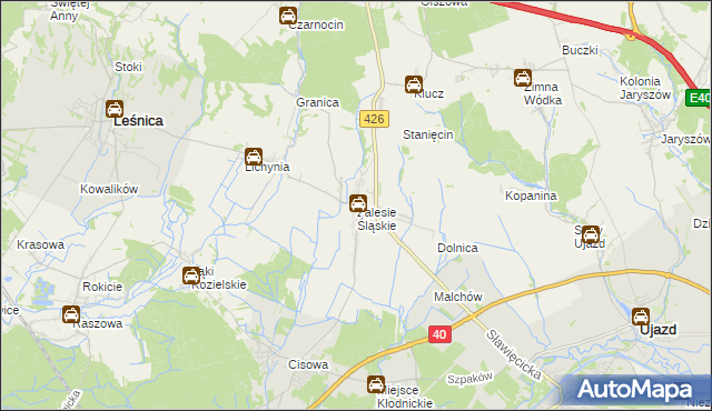 mapa Zalesie Śląskie, Zalesie Śląskie na mapie Targeo