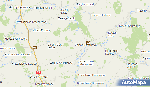 mapa Zalesie-Stefanowo, Zalesie-Stefanowo na mapie Targeo