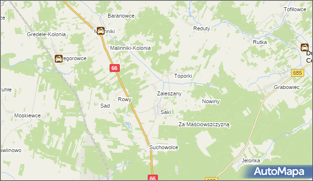 mapa Zaleszany gmina Kleszczele, Zaleszany gmina Kleszczele na mapie Targeo