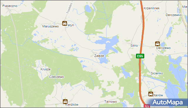 mapa Załęże gmina Kozielice, Załęże gmina Kozielice na mapie Targeo